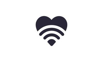 wifi creativo y amor logotipo de color blanco negro empresa comercial moderna vector