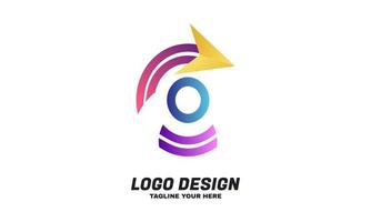 stock vector arrow business logo design template with ribbon concept multiple gradient