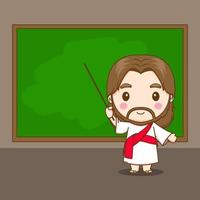 Cute Jesus cartoon character as a teacher vector