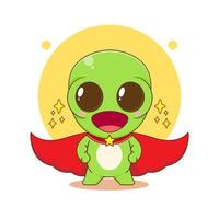 lindo personaje de dibujos animados alienígena como superhéroe vector