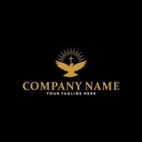 a christian logo design with flying dove vector