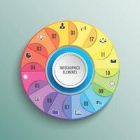 Pie chart circle infographic template with 12 options. Business concept. Vector illustration.