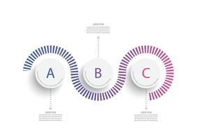 Elementos abstractos de la plantilla de infografía gráfica con etiqueta, círculos integrados. concepto de negocio con 3 opciones. para contenido, diagrama, diagrama de flujo, pasos, partes, infografías de línea de tiempo, diseño de flujo de trabajo. vector