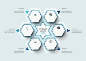 Vector illustration infographics 6 options. Infographics for business concept. Can be used for presentations banner, workflow layout, process diagram, flow chart, info graph.