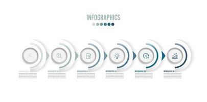 Six paper white overlapping arrows placed in horizontal row. Concept of 8 successive. For content, diagram, flowchart, steps, parts, timeline infographics, workflow layout, chart. vector