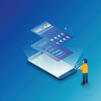 diagrama de flujo de interfaz de usuario isométrica. diseño plano isométrico del concepto de aplicación móvil de maqueta. ilustración vectorial vector