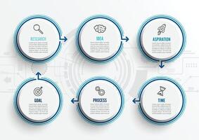 plantilla infográfica vectorial con iconos y 6 opciones o pasos. infografías para el concepto de negocio. se puede utilizar para banner de presentaciones, diseño de flujo de trabajo, diagrama de proceso, diagrama de flujo, gráfico de información. vector