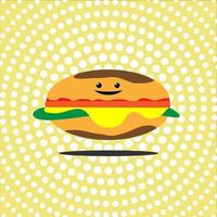 Cartoon image of happy sandwich with halftone style on background vector