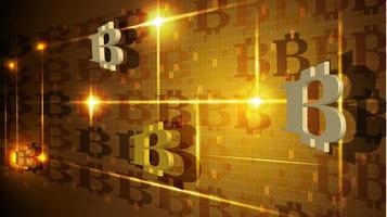 Cryptocurrency gold wallpaper with glowing color Styles. 3D design background.dodge vector