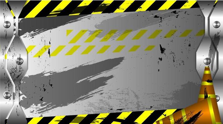 Web banner slide presentation with asphalt road construction theme. Safety lines warning. Asphalt sprayed effects.