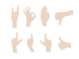 Gesture of hands. Colored hand gestures. Isolated flat vector. vector