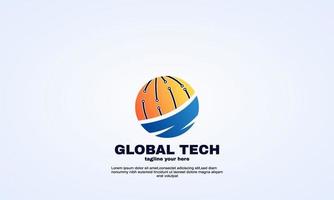 abstract creative global technology logo design illustration vector