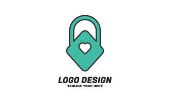 plantilla de diseño de logotipo de amor y llave corporativa de negocio de vector de stock