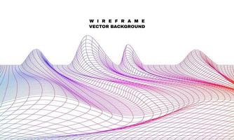 stock vector wireframe background vector grid digital cyberspace landscape background part 2