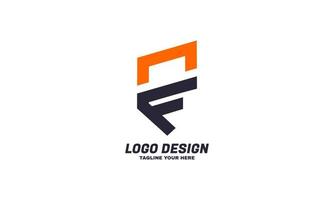 stock vector logo plano letra n y f diseño