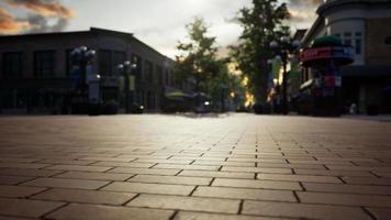 empty tiled floor and urban skyline video