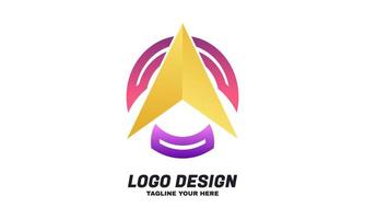 abstract arrow business logo design template with ribbon concept multiple gradient vector