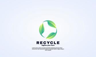 abstract leaf recycle logo design vector illustration gradient color