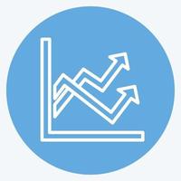 Multiple Line Graph Icon in trendy blue eyes style isolated on soft blue background vector