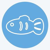 Pet Fish II Icon in trendy blue eyes style isolated on soft blue background vector