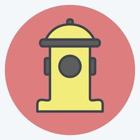 Fire Hydrant Icon in trendy color mate style isolated on soft blue background vector