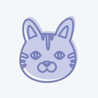 Cat Face Icon in trendy two tone style isolated on soft blue background vector