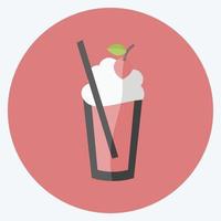 Strawberry Milkshake Icon in trendy flat style isolated on soft blue background vector