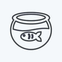 Fish in Tank Icon in trendy line style isolated on soft blue background vector