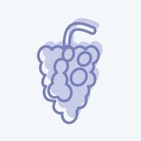 ícono de uvas en un moderno estilo de dos tonos aislado en un fondo azul suave vector