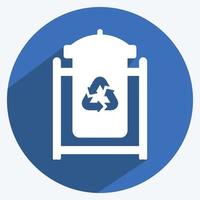 Recycle Bin Icon in trendy long shadow style isolated on soft blue background vector