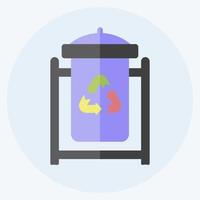 Recycle Bin Icon in trendy flat style isolated on soft blue background vector