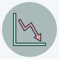 Declining Line Graph Icon in trendy color mate style isolated on soft blue background vector