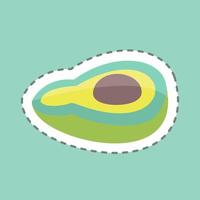 Avocado Sticker in trendy line cut isolated on blue background vector