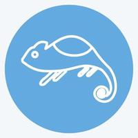 ícono de camaleón mascota en estilo moderno de ojos azules aislado en fondo azul suave vector