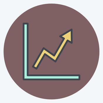 Rising Line Graph Icon in trendy color mate style isolated on soft blue background vector