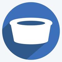 icono de olla de sopa en estilo moderno de sombra larga aislado en fondo azul suave vector