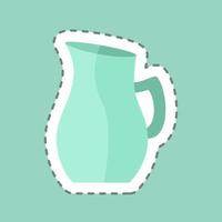 Jug of Water Sticker in trendy line cut isolated on blue background vector