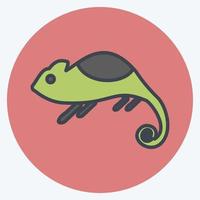 Pet Chameleon Icon in trendy color mate style isolated on soft blue background vector