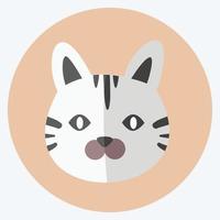 icono de cara de gato en un estilo moderno y plano aislado en un fondo azul suave vector