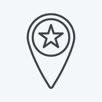 Starred Location Icon in trendy line style isolated on soft blue background vector