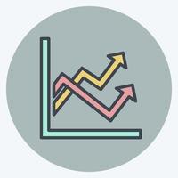 Multiple Line Graph Icon in trendy color mate style isolated on soft blue background vector