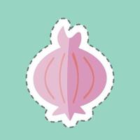 Onion Sticker in trendy line cut isolated on blue background vector