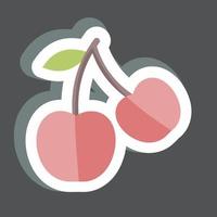 Cherry Sticker in trendy isolated on black background vector