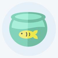 Fish in Tank Icon in trendy flat style isolated on soft blue background vector