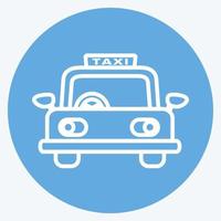 icono de taxi en el moderno estilo de ojos azules aislado en un fondo azul suave vector