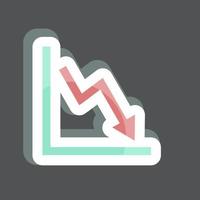 Declining Line Graph Sticker in trendy isolated on black background vector