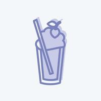 Strawberry Milkshake Icon in trendy two tone style isolated on soft blue background vector