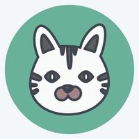 Cat Face Icon in trendy color mate style isolated on soft blue background vector