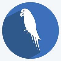 Pet Parrot Icon in trendy long shadow style isolated on soft blue background vector