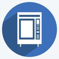 Vending Machine Icon in trendy long shadow style isolated on soft blue background vector